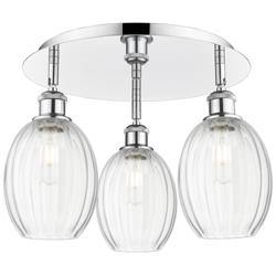 Preston 18" Wide 3-Light Polished Chrome Flush Mount with Clear Shade
