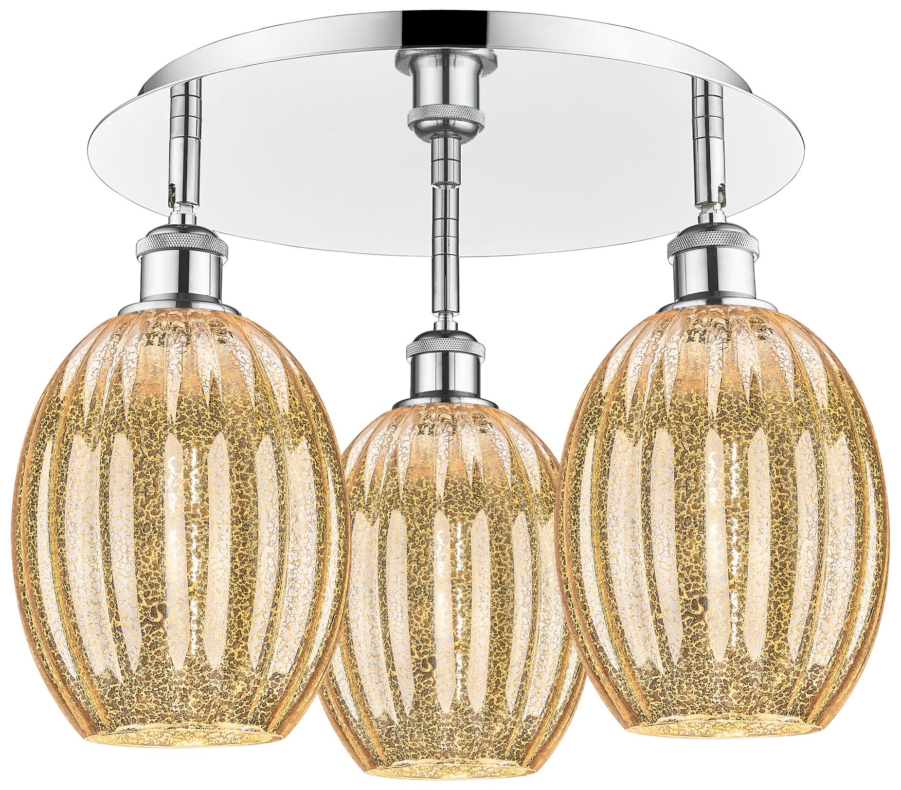 Preston 18" Wide 3-Light Polished Chrome Flush Mount with Mercury Shade