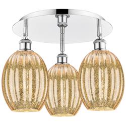 Preston 18" Wide 3-Light Polished Chrome Flush Mount with Mercury Shade