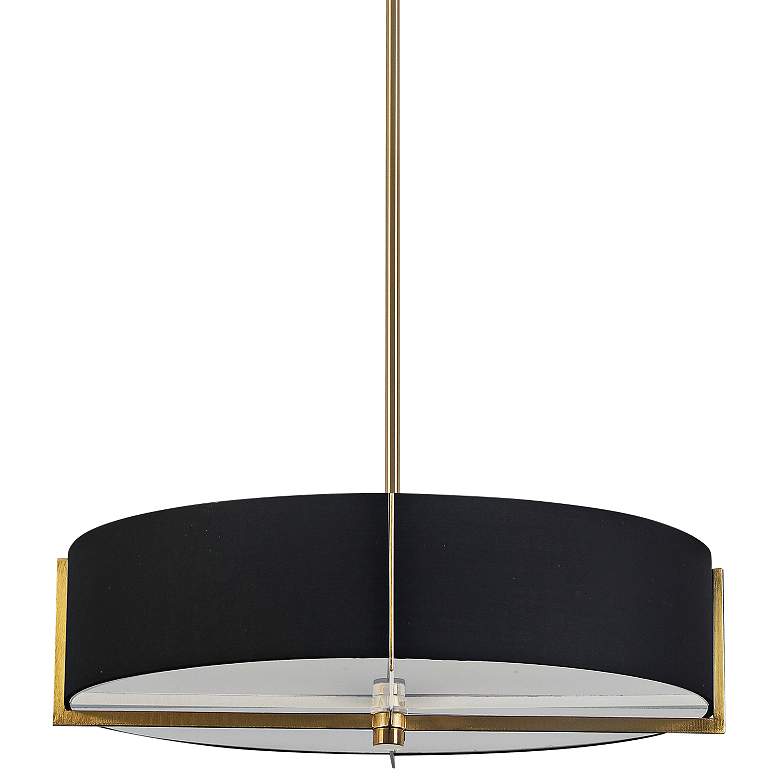 Image 1 Preston 20 3/4" Wide Aged Brass and Black Drum Pendant Light