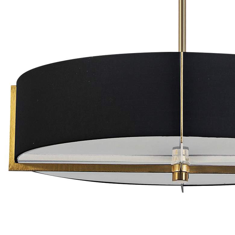 Image 2 Preston 20 3/4" Wide Aged Brass and Black Drum Pendant Light more views