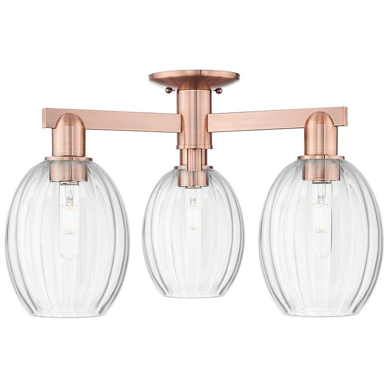 Image 1 Preston 24"W 3 Light Antique Copper Semi-Flush With Bulb Clear Shade