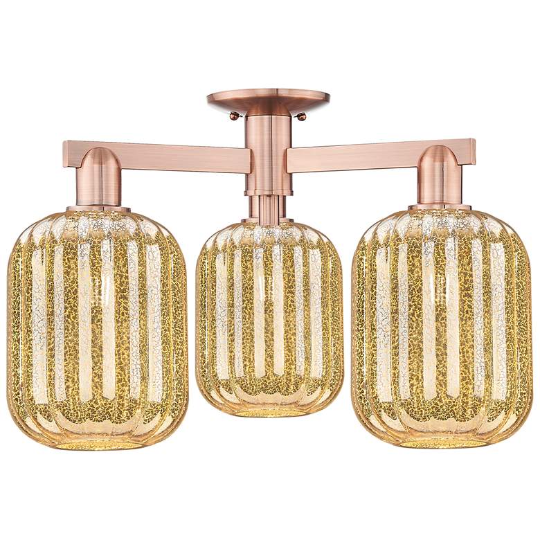 Image 1 Preston 24"W 3 Light Antique Copper Semi-Flush With Mercury Jar Shade