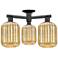 Preston 24"W 3 Light Matte Black Semi-Flush With Mercury Jar Shade