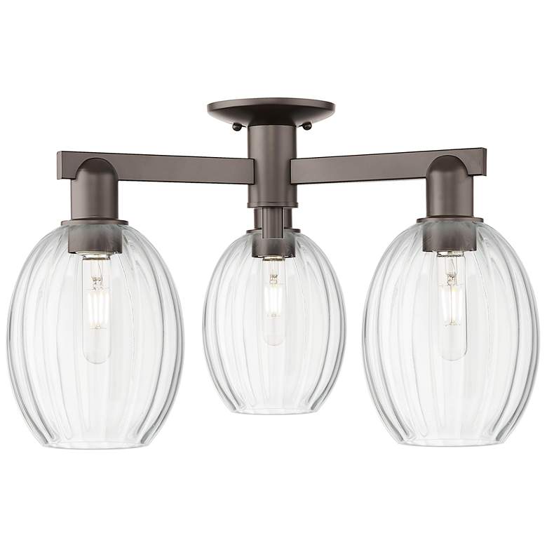 Image 1 Preston 24"W 3 Light Oil Rubbed Bronze Semi-Flush With Bulb Clear Shade