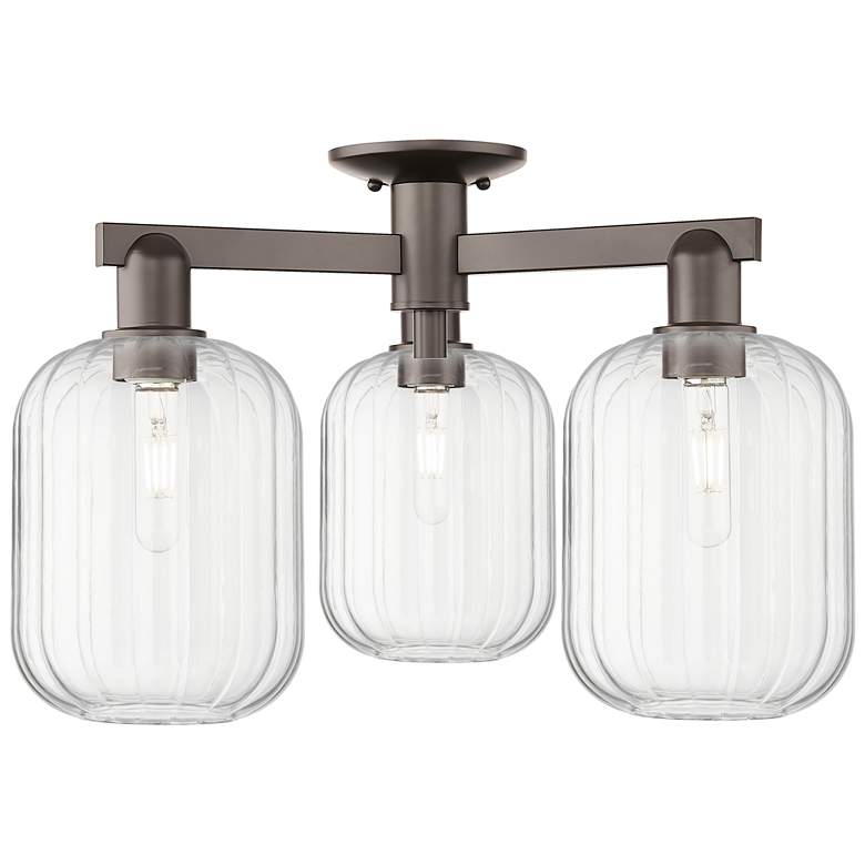 Image 1 Preston 24"W 3 Light Oil Rubbed Bronze Semi-Flush With Clear Jar Shade
