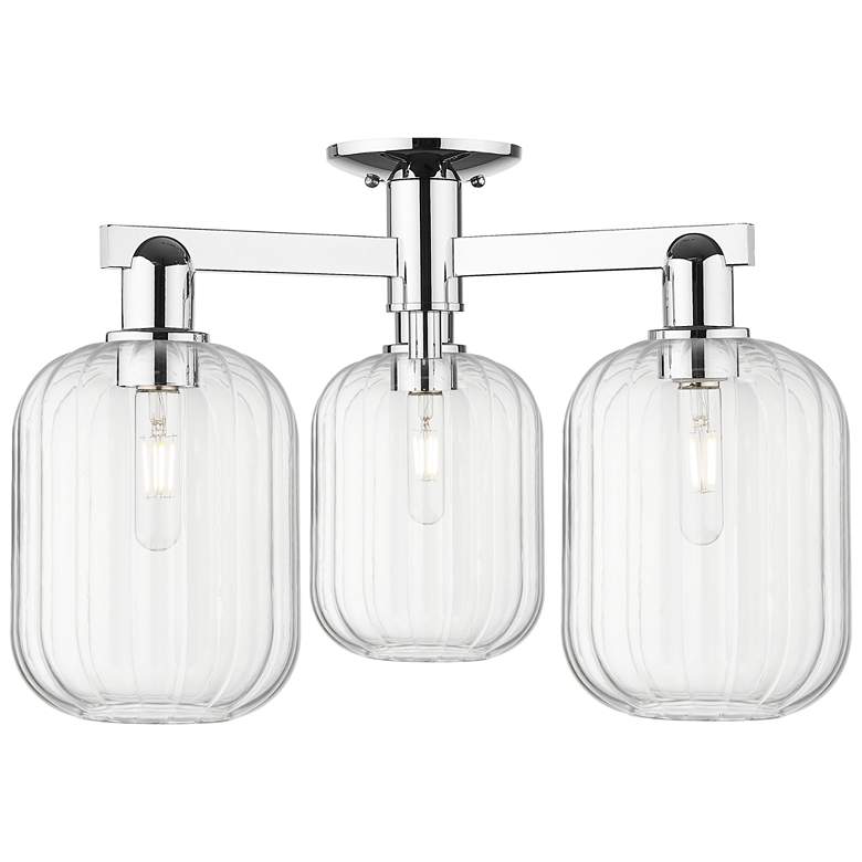 Image 1 Preston 24"W 3 Light Polished Chrome Semi-Flush With Clear Jar Shade