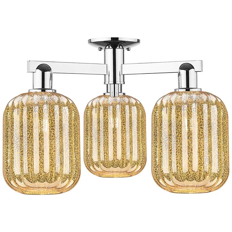 Image 1 Preston 24"W 3 Light Polished Chrome Semi-Flush With Mercury Jar Shade