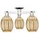 Preston 24"W 3 Light Polished Nickel Semi-Flush With Bulb Mercury Shade