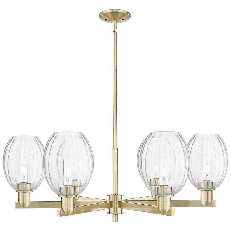 Image 1 Preston 24"W 6 Light Antique Brass Stem Chandelier w/ Bell Clear Shade
