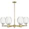 Preston 24"W 6 Light Antique Brass Stem Chandelier w/ Bell Clear Shade