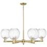 Preston 24"W 6 Light Antique Brass Stem Chandelier w/ Clear Globe Shade