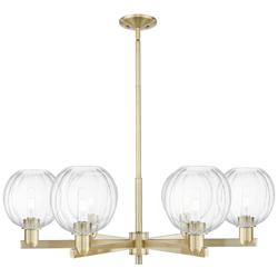 Preston 24"W 6 Light Antique Brass Stem Chandelier w/ Clear Globe Shade