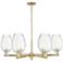 Preston 24"W 6 Light Antique Brass Stem Chandelier w/ Flute Clear Shade