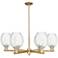 Preston 24"W 6 Light Champagne Stem Chandelier With Bell Clear Shade