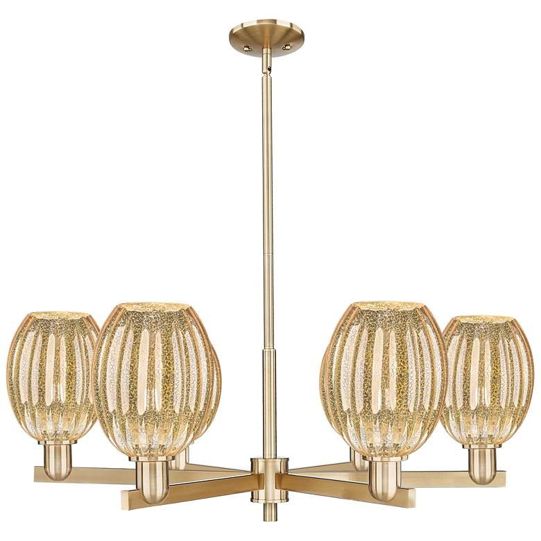 Image 1 Preston 24"W 6 Light Champagne Stem Chandelier With Bell Mecury Shade