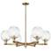 Preston 24"W 6 Light Champagne Stem Chandelier With Clear Globe Shade