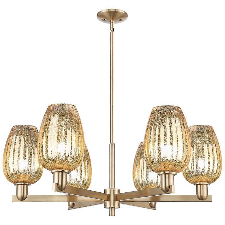 Image 1 Preston 24"W 6 Light Champagne Stem Chandelier With Flute Mercury Shade