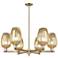 Preston 24"W 6 Light Champagne Stem Chandelier With Flute Mercury Shade