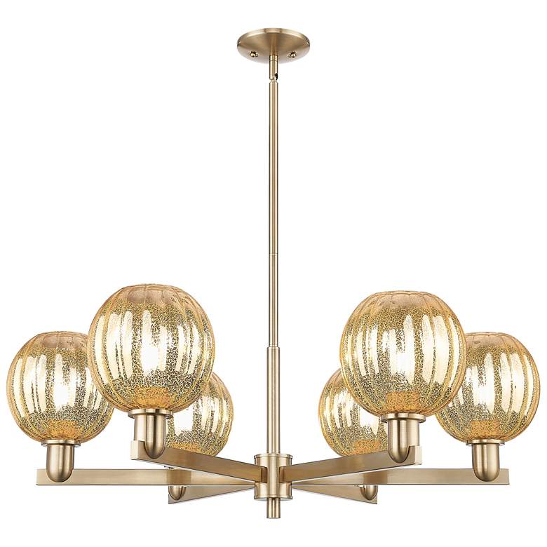 Image 1 Preston 24"W 6 Light Champagne Stem Chandelier With Mercury Globe Shade
