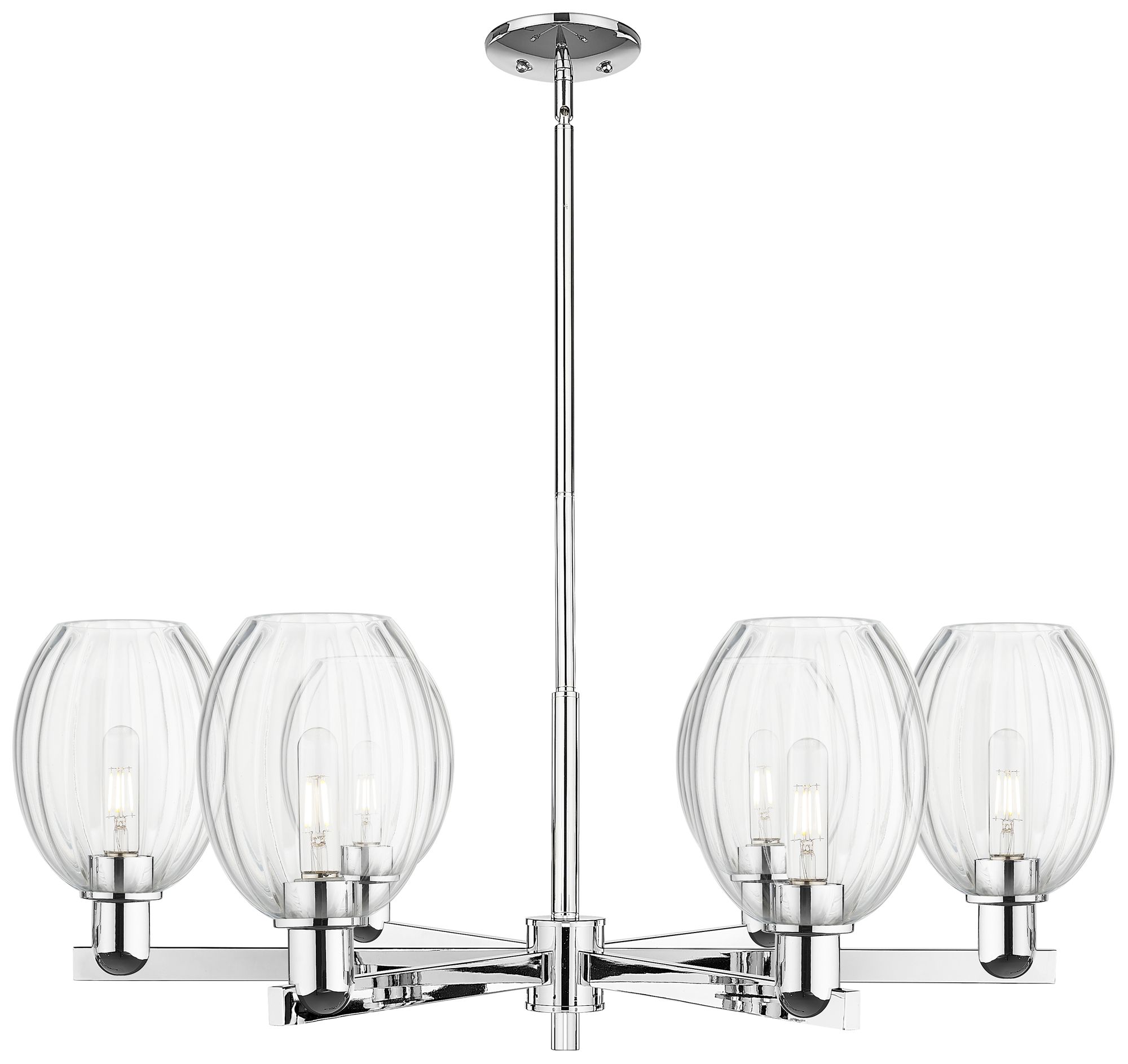 Preston 24"W 6 Light Chrome Stem Chandelier With Bell Clear Shade