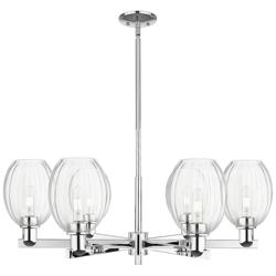 Preston 24"W 6 Light Chrome Stem Chandelier With Bell Clear Shade