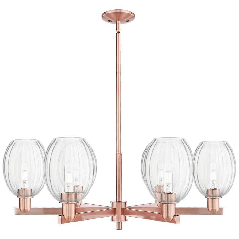 Image 1 Preston 24"W 6 Light Copper Stem Chandelier With Bell Clear Shade