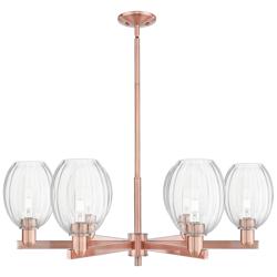 Preston 24"W 6 Light Copper Stem Chandelier With Bell Clear Shade