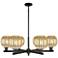Preston 24"W 6 Light Matte Black Stem Chandelier w/ Mercury Globe Shade