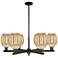Preston 24"W 6 Light Matte Black Stem Chandelier With Bell Mecury Shade