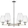 Preston 24"W 6 Light Nickel Stem Chandelier w/ Flute Clear Shade