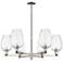 Preston 24"W 6 Light Nickel Stem Chandelier w/ Flute Clear Shade