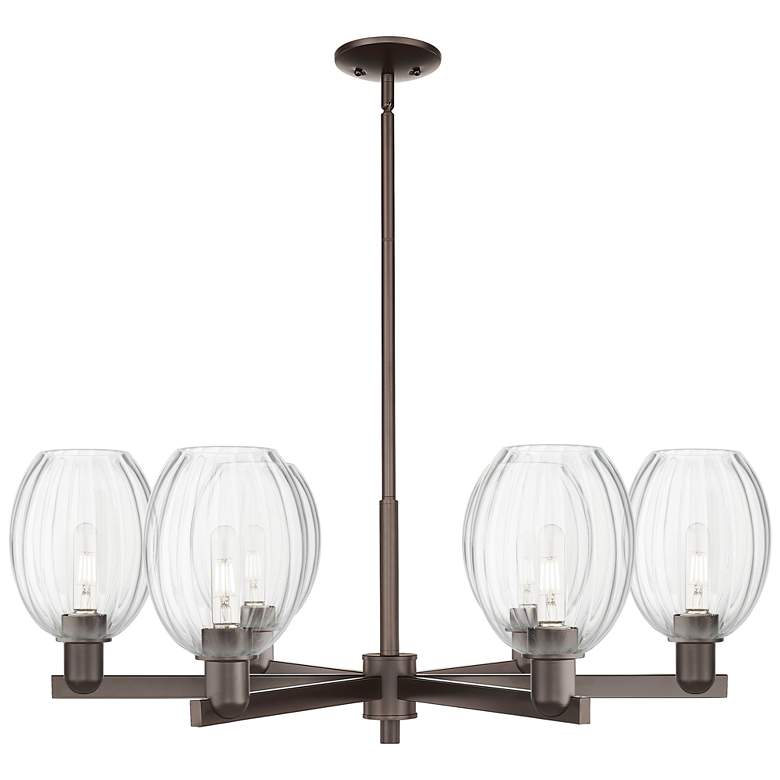 Image 1 Preston 24"W 6 Light Oiled Bronze Stem Chandelier w/ Bell Clear Shade