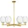 Preston 24"W 6 Light Satin Gold Stem Chandelier With Bell Clear Shade