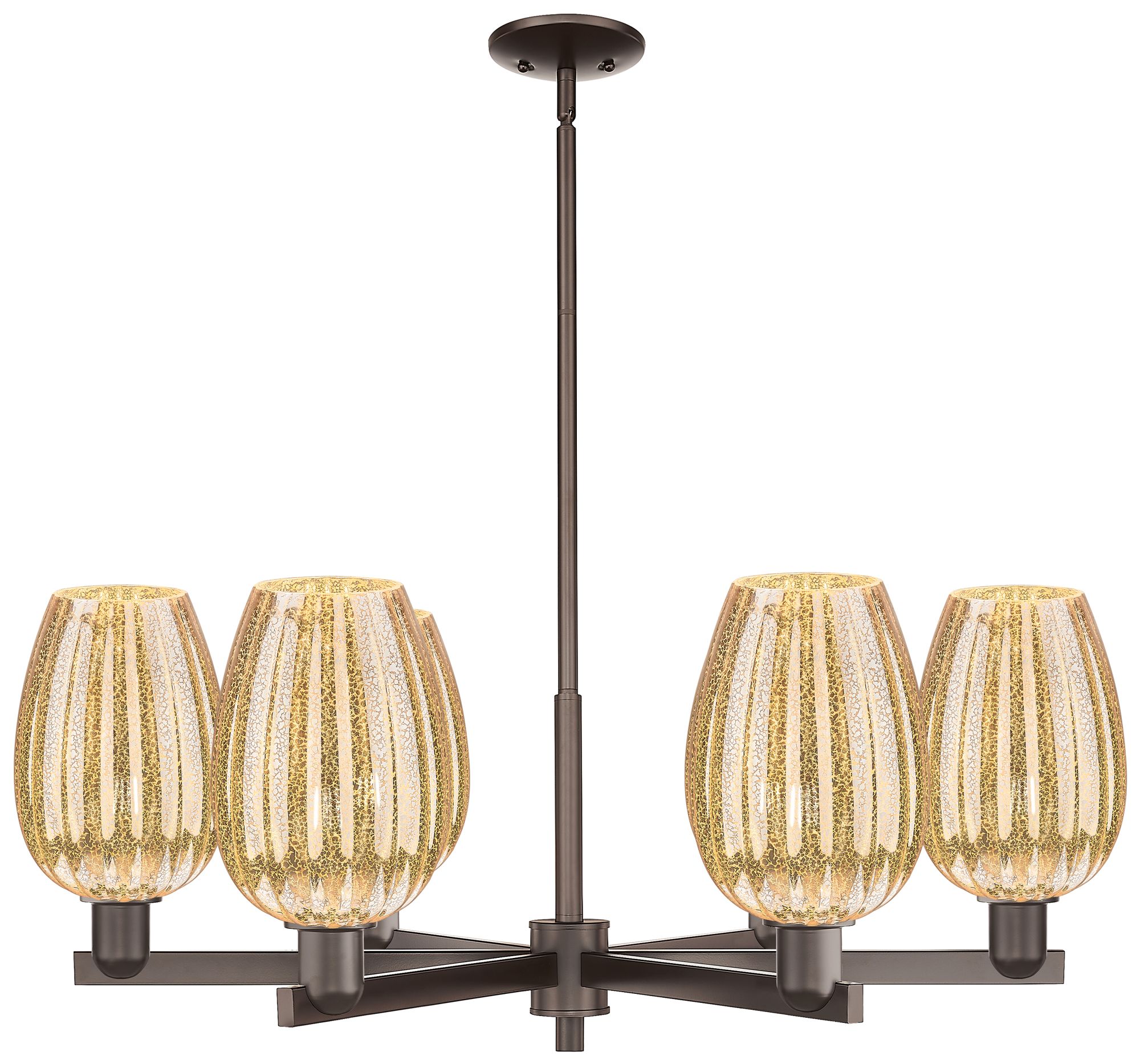 Preston 24"W 6-Lt Oil Rubbed Bronze Stem Chandelier w/ Flute Mercury Shade