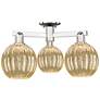 Preston 25"W 3 Light Polished Nickel Semi-Flush w/ Mercury Globe Shade