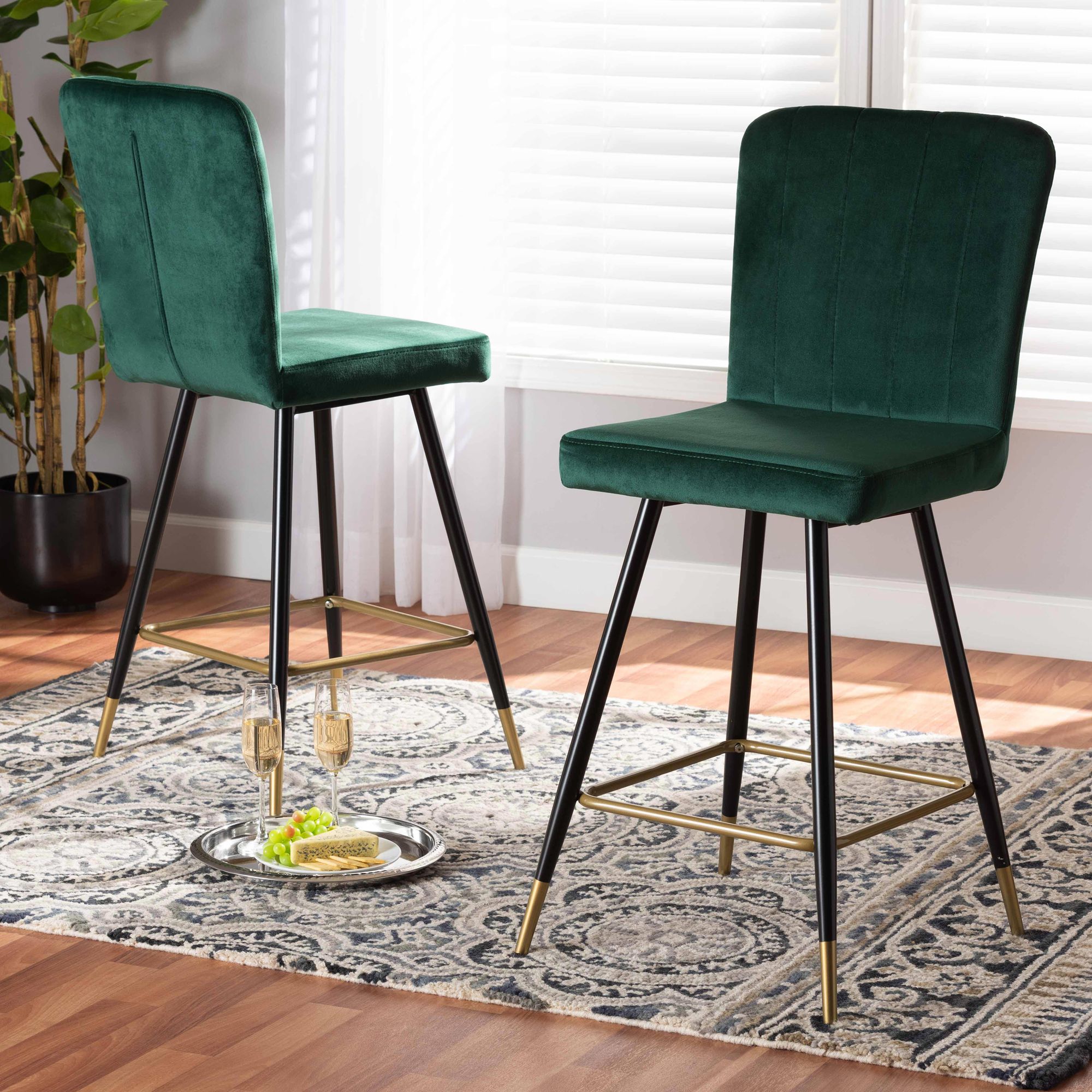 Tufted bar stools set best sale of 4