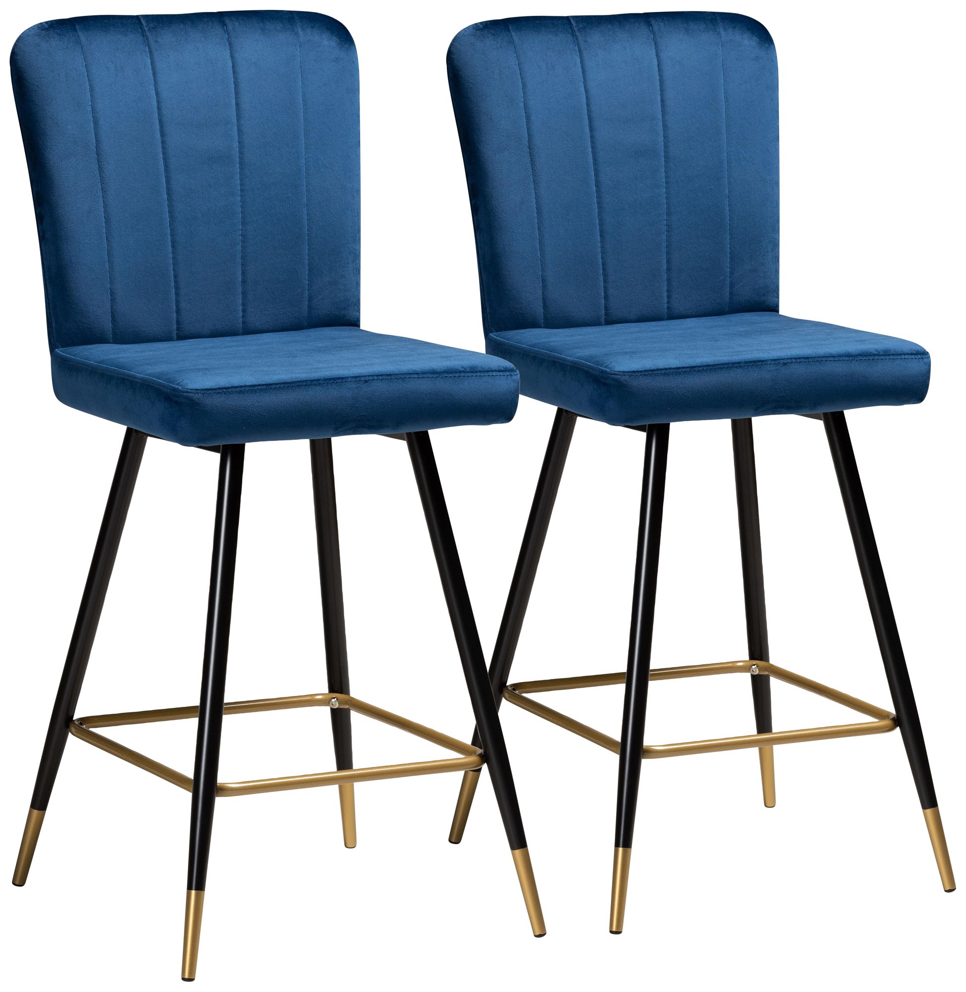Preston 26 3/4" Navy Blue Velvet Tufted Bar Stools Set of 2