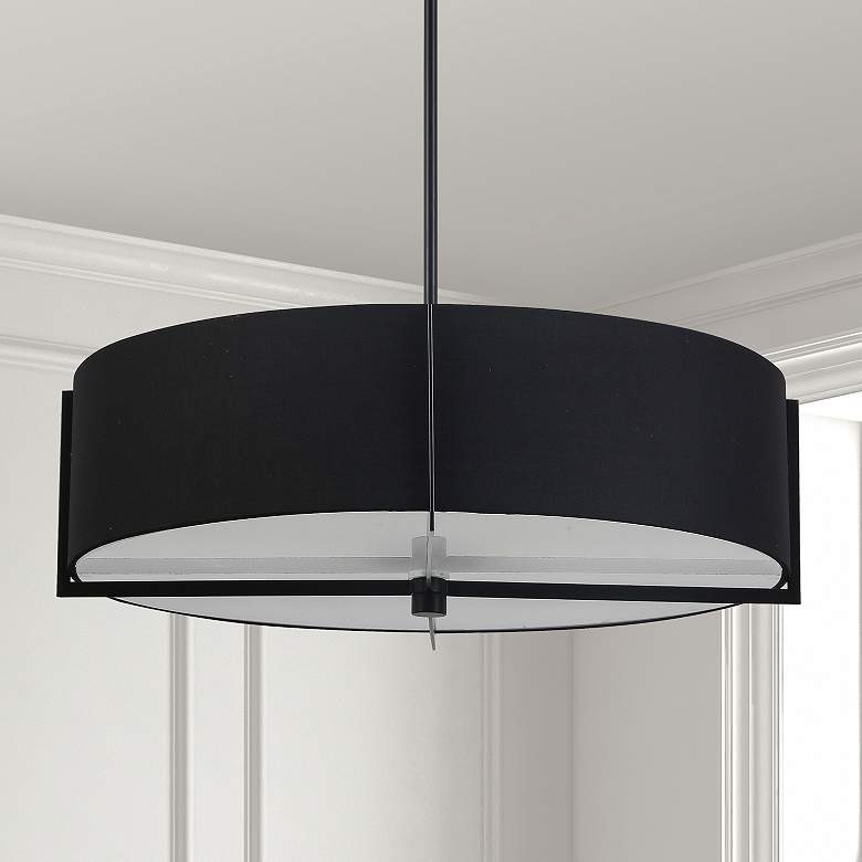 Image 1 Preston 26" Wide Black Drum Pendant Light