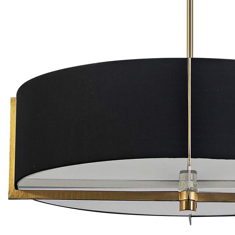 Image 2 Preston 26"W Aged Brass Pendant Light w/ Black Drum Shade more views