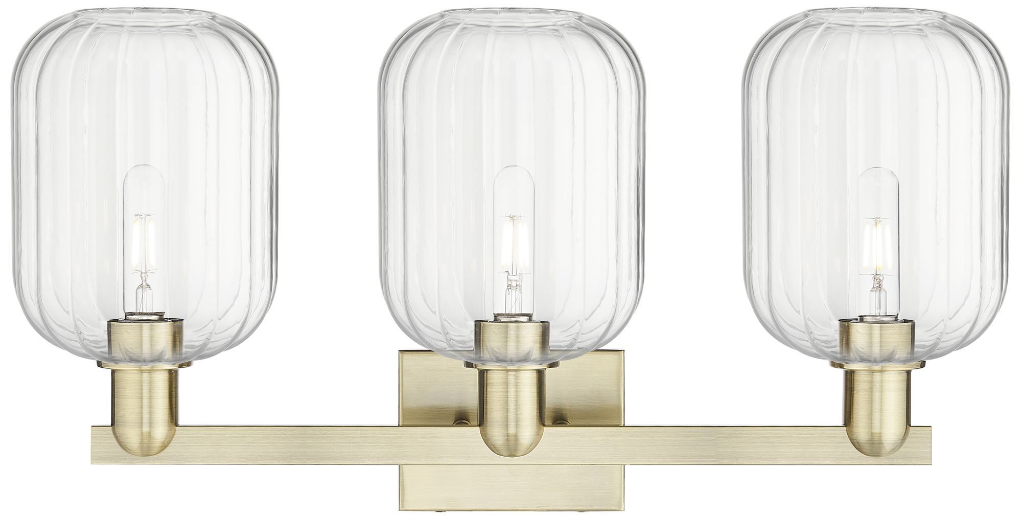 Image 2 Preston 26"W 3 Light Antique Brass Bath Light w/ Jar Clear Shade more views