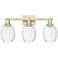 Preston 26"W 3 Light Antique Brass Bath Light With Bell Clear Shade