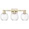 Preston 26"W 3 Light Antique Brass Bath Light With Clear Globe Shade