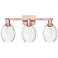 Preston 26"W 3 Light Antique Copper Bath Light With Bell Clear Shade