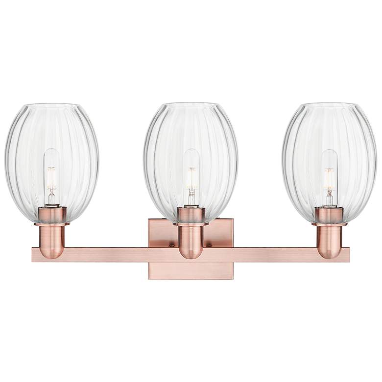 Image 2 Preston 26"W 3 Light Antique Copper Bath Light With Bell Clear Shade more views
