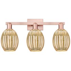 Preston 26"W 3 Light Antique Copper Bath Light With Bell Mercury Shade