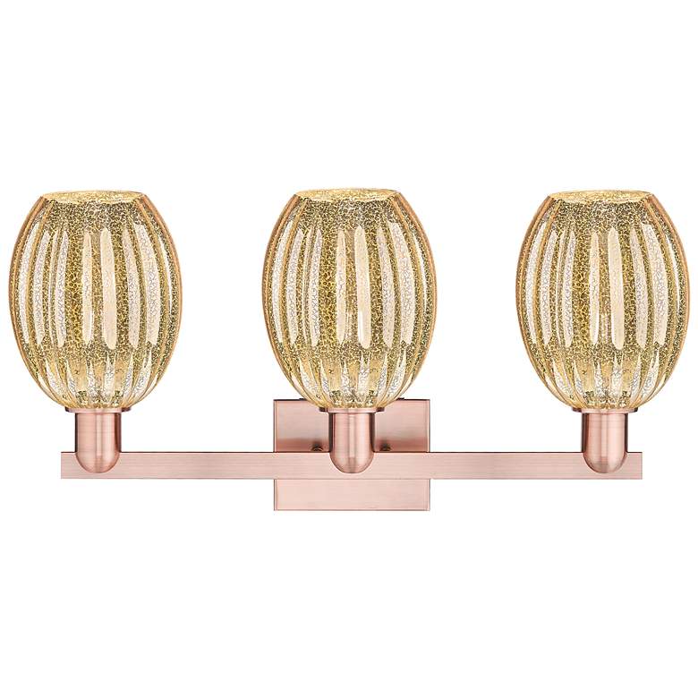 Image 2 Preston 26"W 3 Light Antique Copper Bath Light With Bell Mercury Shade more views
