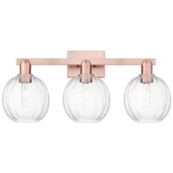 Preston 26"W 3 Light Antique Copper Bath Light With Clear Globe Shade