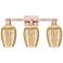 Preston 26"W 3 Light Antique Copper Bath Light With Mercury Flute Shade