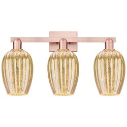 Preston 26"W 3 Light Antique Copper Bath Light With Mercury Flute Shade